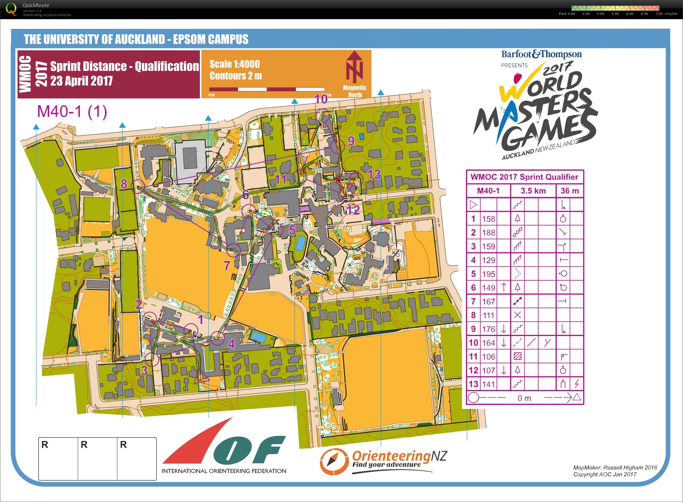 2017 World Masters Orienteering Champs - Sprint Qualification map 1 (23.04.2017)