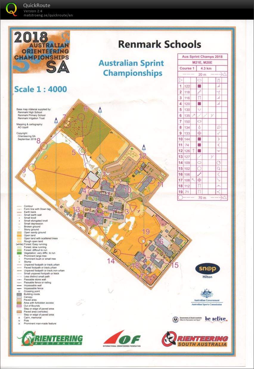 2018 Australian Championships Sprint map 1 of 2 (01/10/2018)