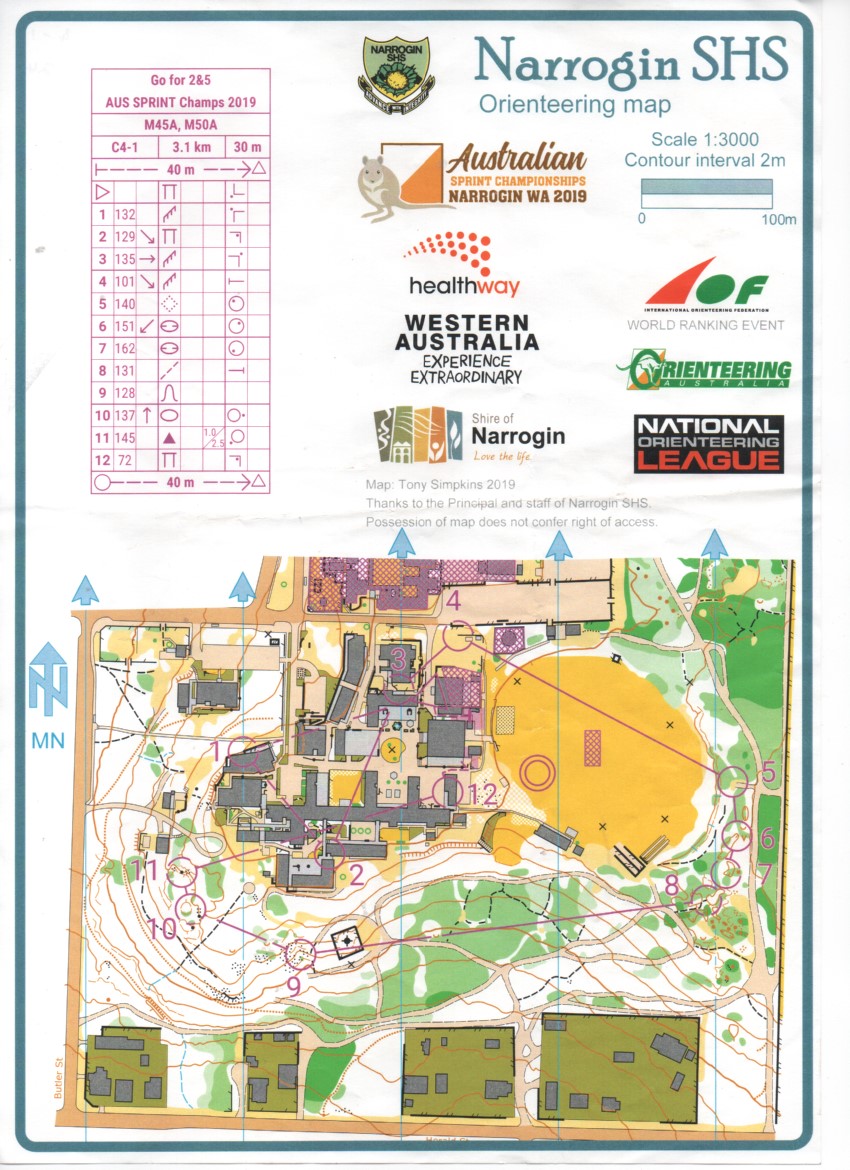 2019 Australian Sprint Championships map 1 (30/04/2019)