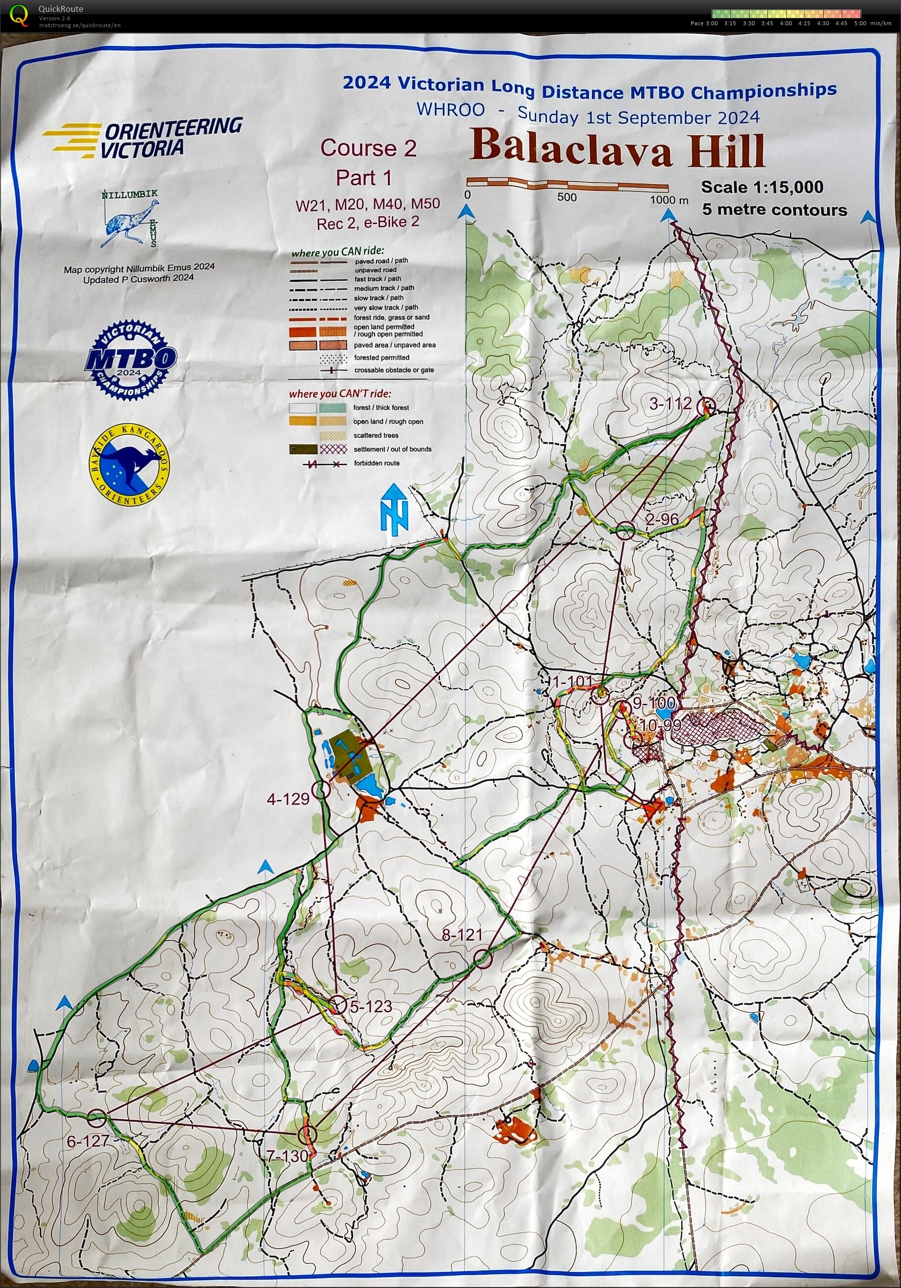 2024 Victorian MTBO Long Championship map 1 of 2 (01.09.2024)