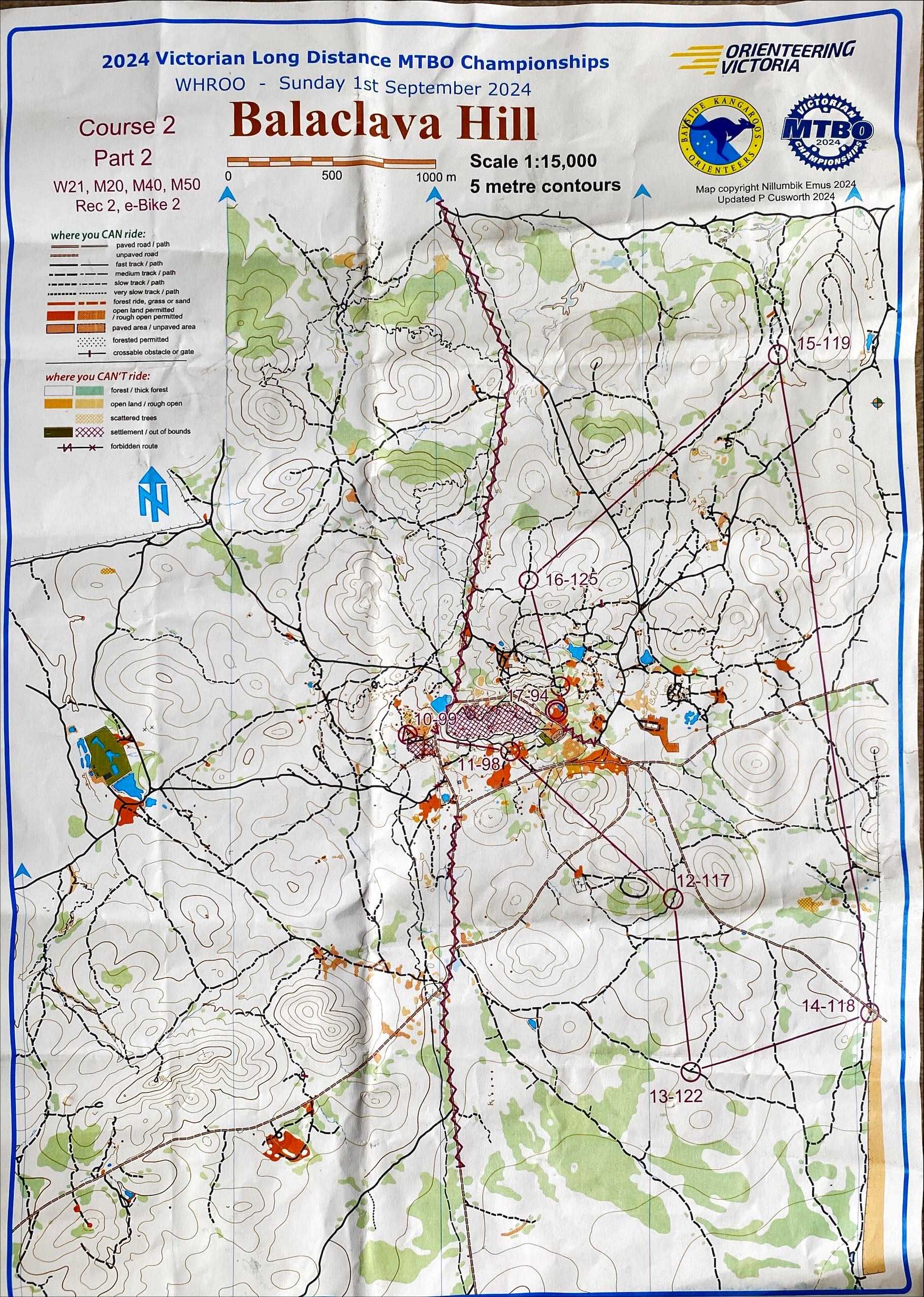 2024 Victorian MTBO Long Championship map 2 of 2 (01-09-2024)