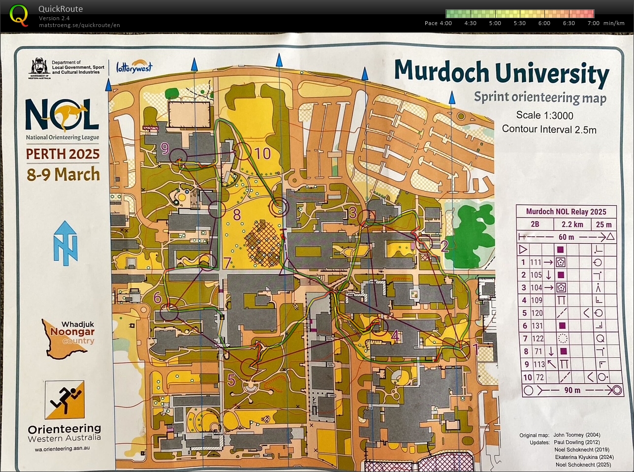 NOL 2d - Two Person Sprint Relay - Murdoch Uni map 1 (2025-03-09)