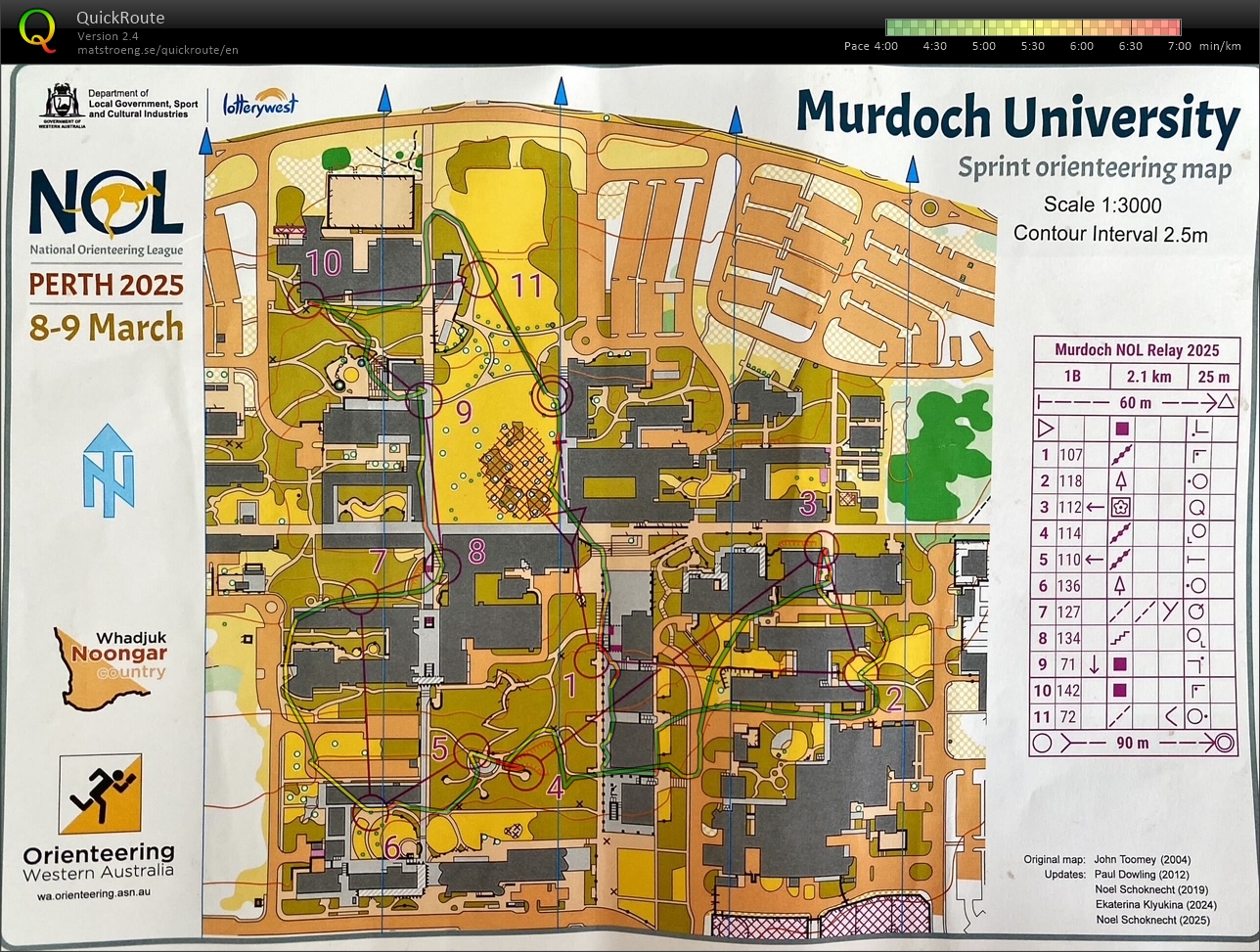NOL 2d - Two Person Sprint Relay - Murdoch Uni map 2 (09-03-2025)