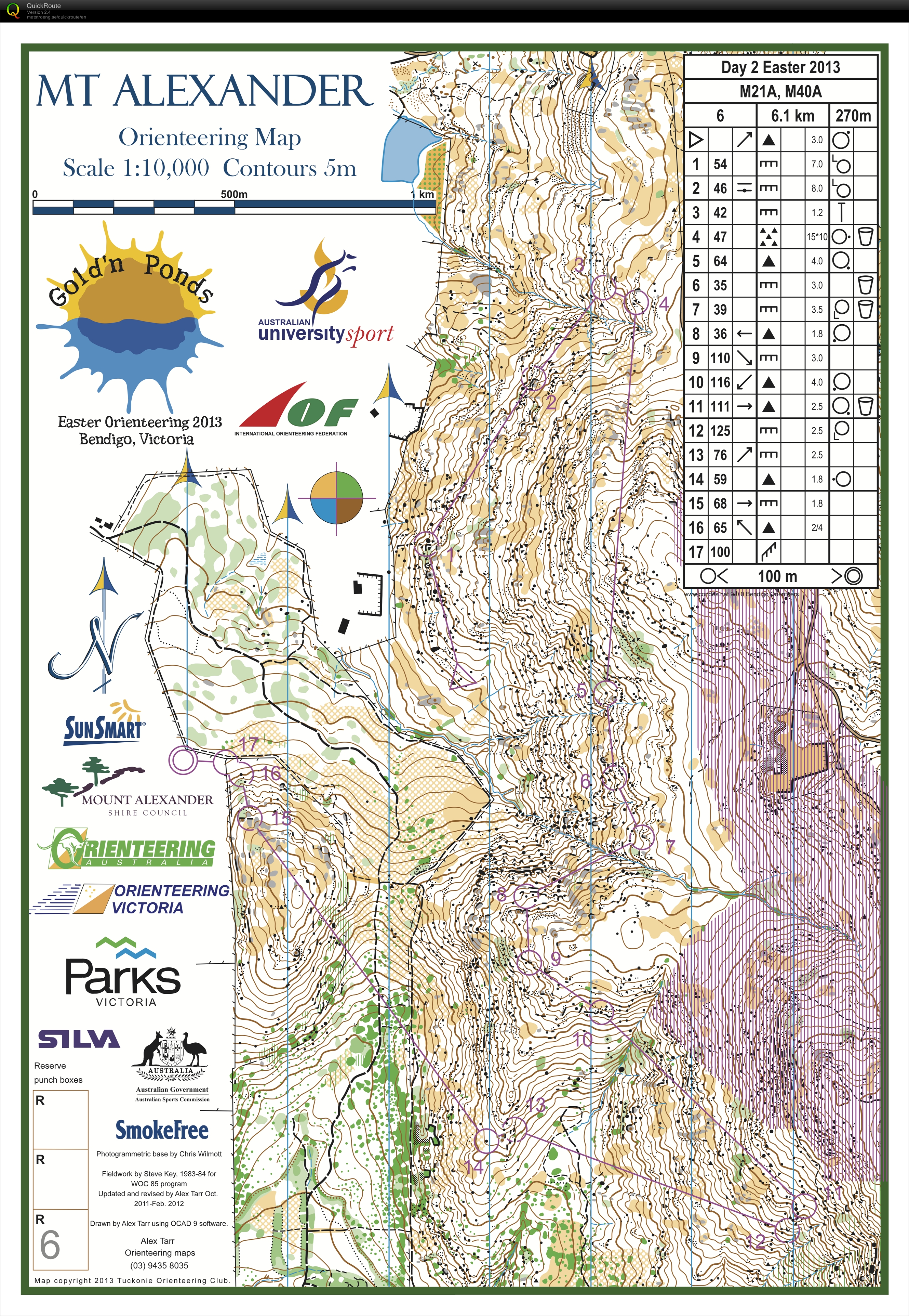 Mt Alexander training - M40's course from easter (19-09-2013)